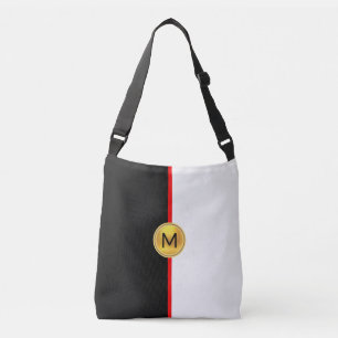 Monogram on Black & White with Red Line Crossbody Bag