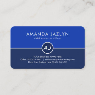 Monogram On Blue Shade Layers Business Card