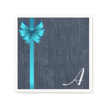 Monogram on Denim with Blue Ribbon