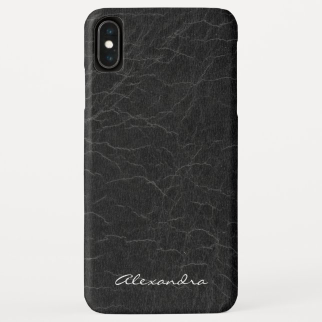 Monogram on Faux Black Leather Case-Mate iPhone Case (Back)