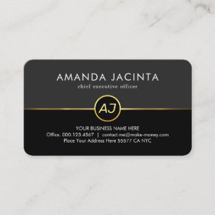 Monogram On Grey Black Layers Business Card