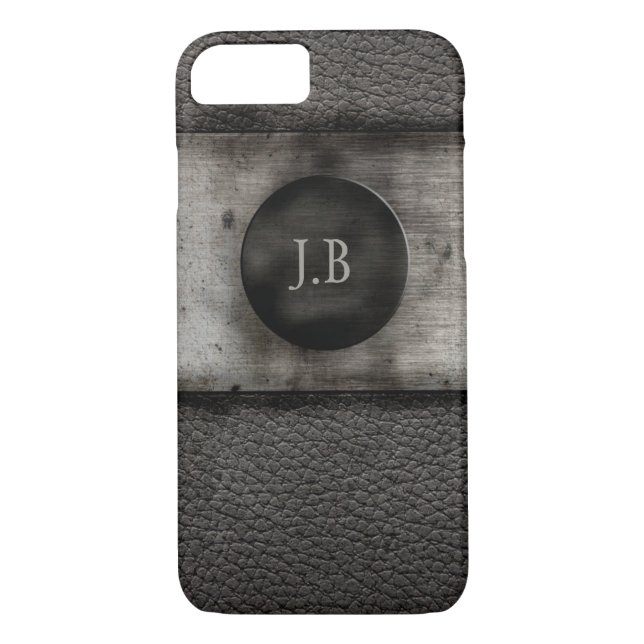 Monogram on Leather and rusted metal Case-Mate iPhone Case (Back)