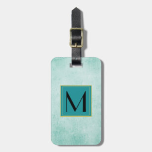 Monogram on Mint Green Vintage paper texture Luggage Tag