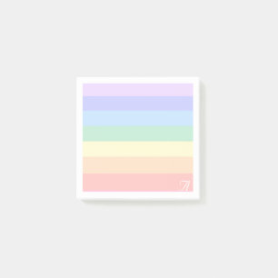 Monogram on Pastel Rainbow & White Frame Post-it Notes