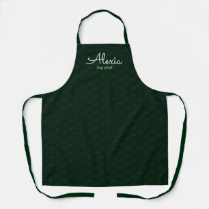 monogram on pattern green apron