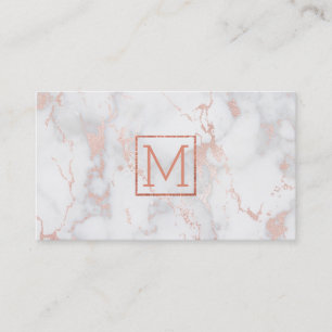 monogram on pink marble business card