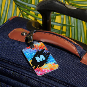 Monogram on Rainbow Abstract Background Luggage Tag