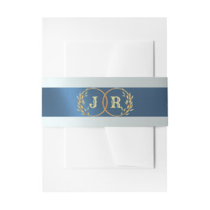 Monogram on Ribbon - Blue Invitation Belly Band