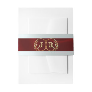 Monogram on Ribbon - Burgundy Invitation Belly Band