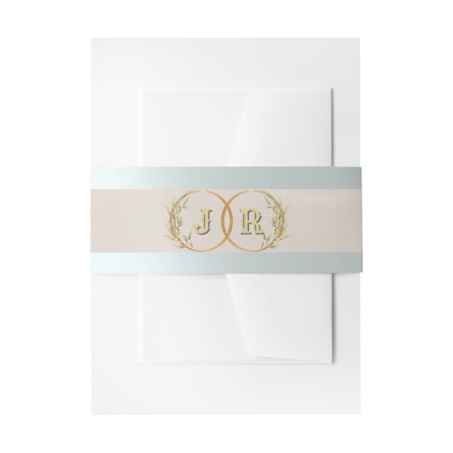 Monogram on Ribbon - Cream Invitation Belly Band (Front Example)