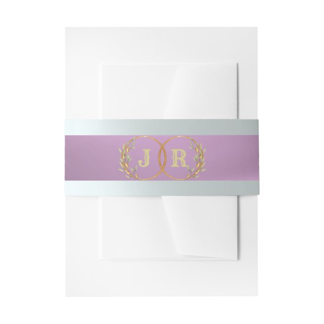 Monogram on Ribbon - Lavender Invitation Belly Band (Front Example)