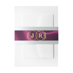 Monogram on Ribbon - Plum Invitation Belly Band