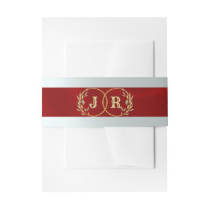 Monogram on Ribbon - Red Invitation Belly Band