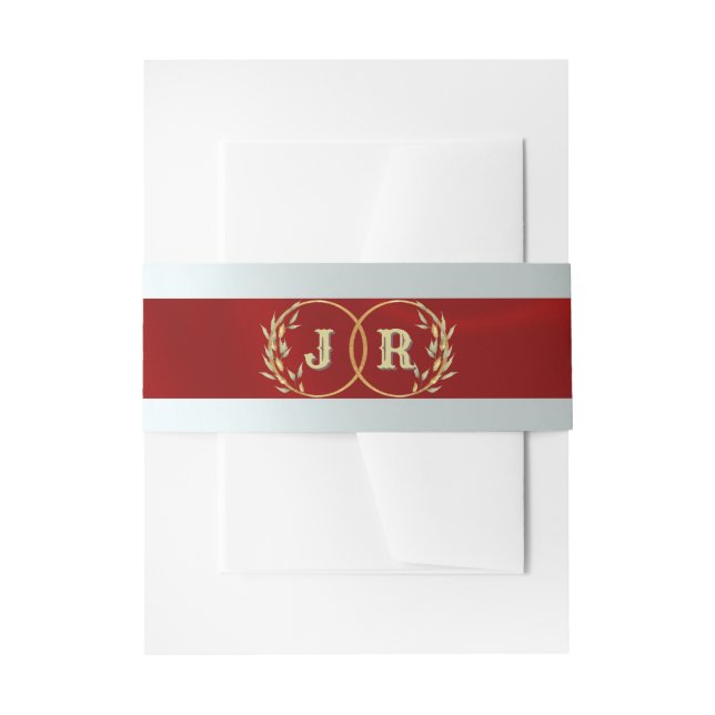 Monogram on Ribbon - Red Invitation Belly Band (Front Example)