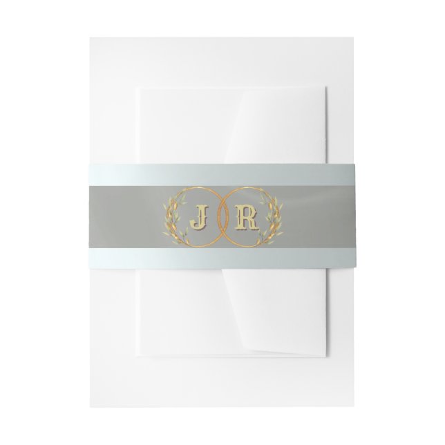 Monogram on Ribbon - Sage Invitation Belly Band (Front Example)