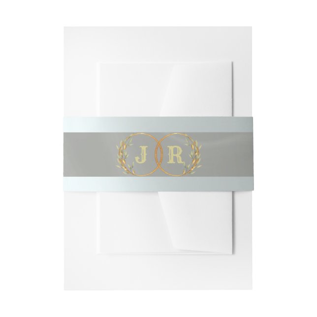 Monogram on Ribbon - Sage Invitation Belly Band (Front Example)