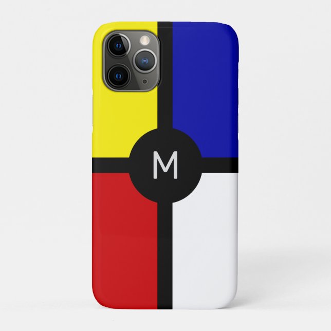 Monogram on Stylish Mondrian Inspired Art Case-Mate iPhone Case (Back)