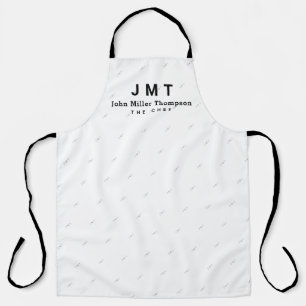 monogram on white APRON with name