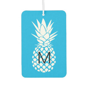 monogram on white pineapple car air freshener
