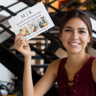 Monogram or Add Logo Business 3 Photos Card