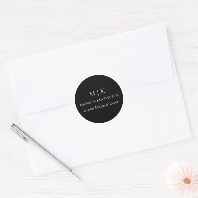 Monogram or Add Logo Business Black Envelope Seals (Envelope)