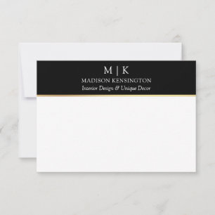 Monogram or Add Logo Business Black Gold Card