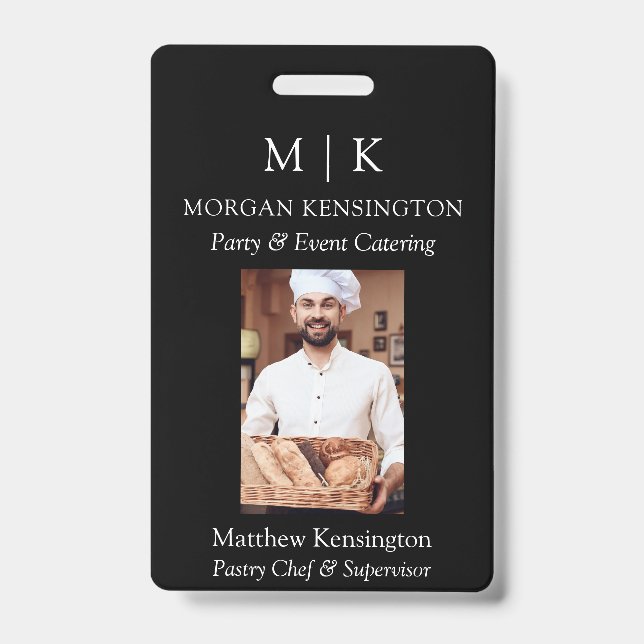 Monogram or Add Logo Business Black or Pick Colour ID Badge (Front)