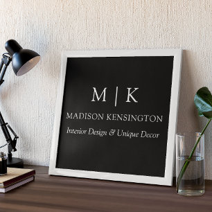 Monogram or Add Logo Business Black Poster