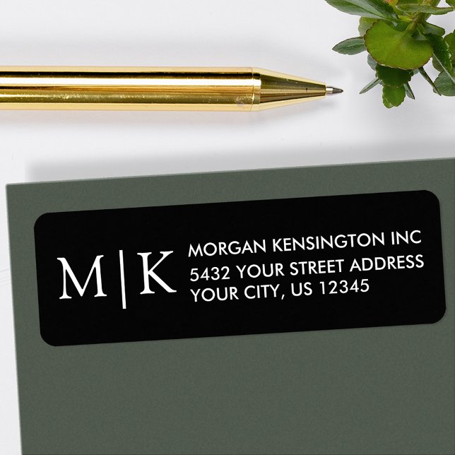 Monogram or Add Logo Business Black Return Address (Edit to Customize text, colors and more)