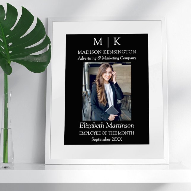 Monogram or Add Logo Business Employee Award Poster (Edit to Customize text, colors and more)