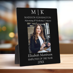 Monogram or Add Logo Business Employee of the Year Plaque