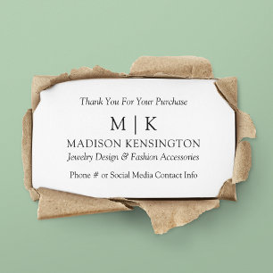 Monogram or Add Logo Business Mailing Insert Card