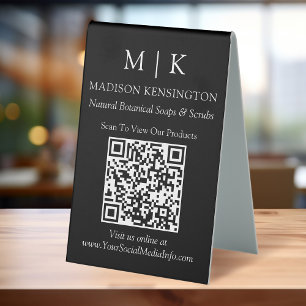Monogram or Add Logo Business QR Code Black