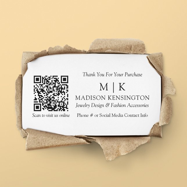 Monogram or Add Logo Business QR Code Insert Card (Edit to Customize text, colors and more)
