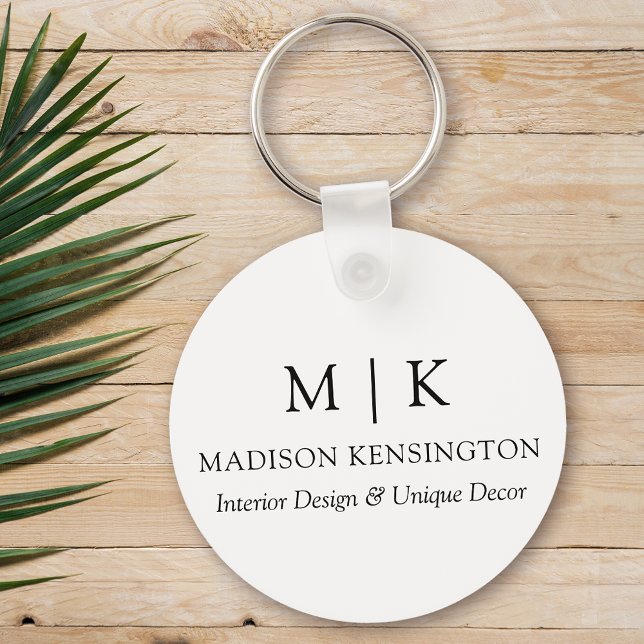 Monogram or Add Logo Business Round Key Ring (Edit to Customize text, colors and more)