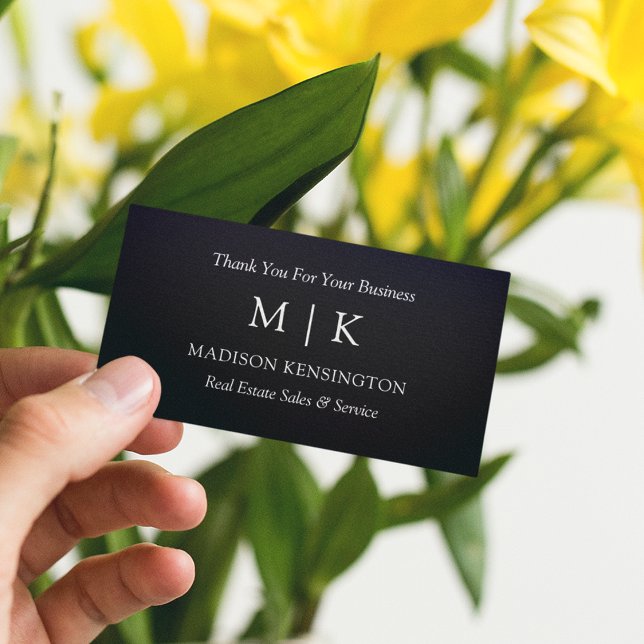 Monogram or Add Logo Business Thank You Gift Black Card (Edit to Customize text, colors and more)