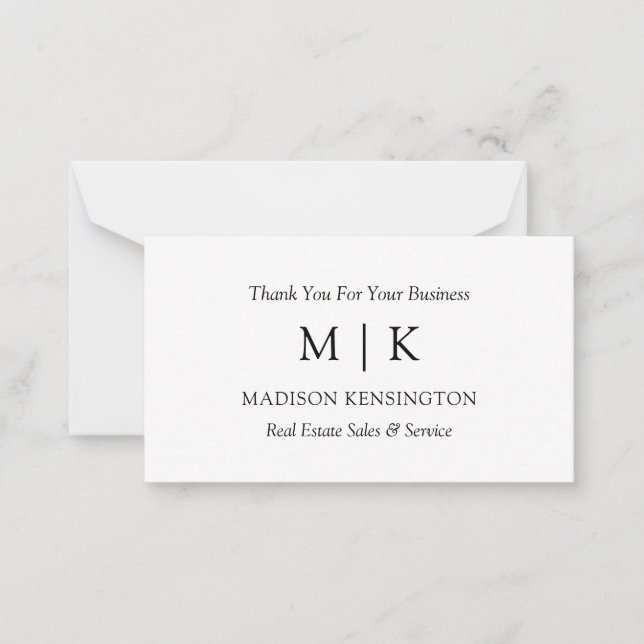 Monogram or Add Logo Business Thank You Gift Card (Front)