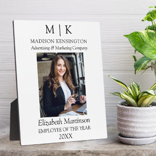 Monogram or Add Logo Employee of the Year Business Plaque