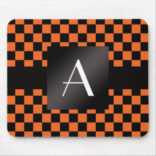 Monogram orange and black checkers mouse mat