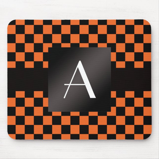 Monogram orange and black checkers mouse mat (Front)