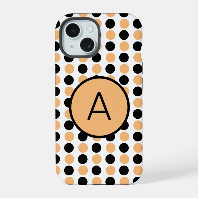 Monogram Orange and Black  iPhone 15 Case (Back)