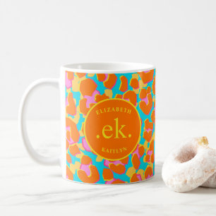  Monogram Orange and Blue Leopard Coffee Mug