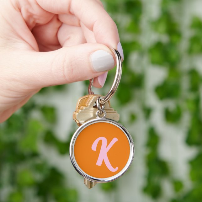 Monogram orange and pink key ring (Hand)