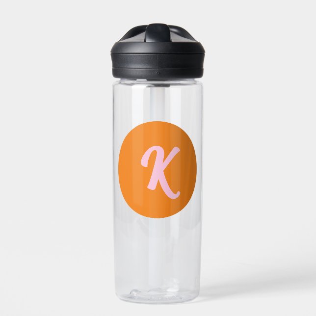 Monogram orange and pink water bottle (Front)