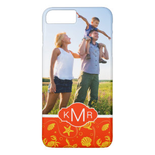 Monogram   Orange Beach Pattern iPhone 8 Plus/7 Plus Case