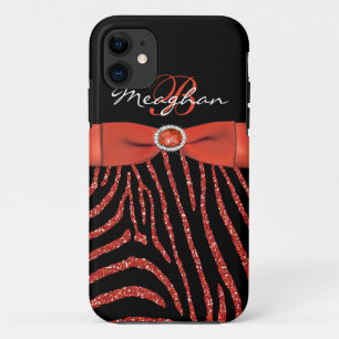 Monogram Orange, Black Glitter Zebra iPhone 5 Case