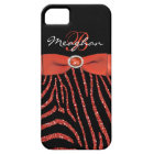 Monogram Orange, Black Glitter Zebra iPhone 5 Case