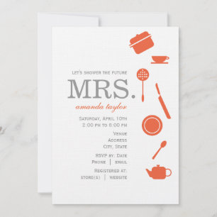 Monogram Orange  Bridal Shower Invitations