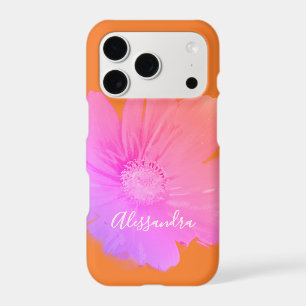 Monogram Orange Floral Pink Watercolor Wildflower