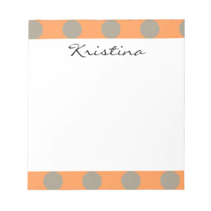 Monogram Orange Grey Chic Cute Polka Dot Pattern Notepad